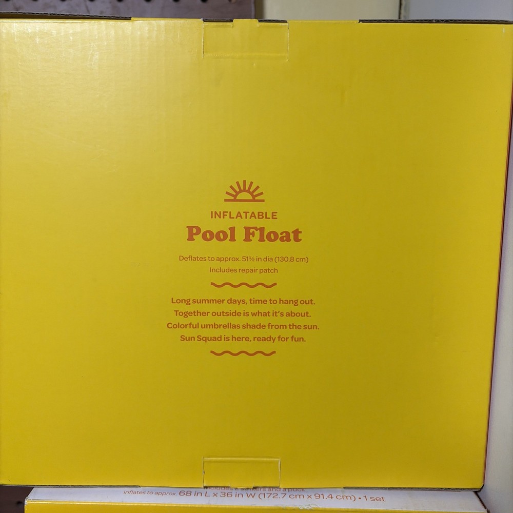 Sun Squad Inflatable Pool Float 8”x 48” - Round/Sun/Palm Trees New/Open Box…