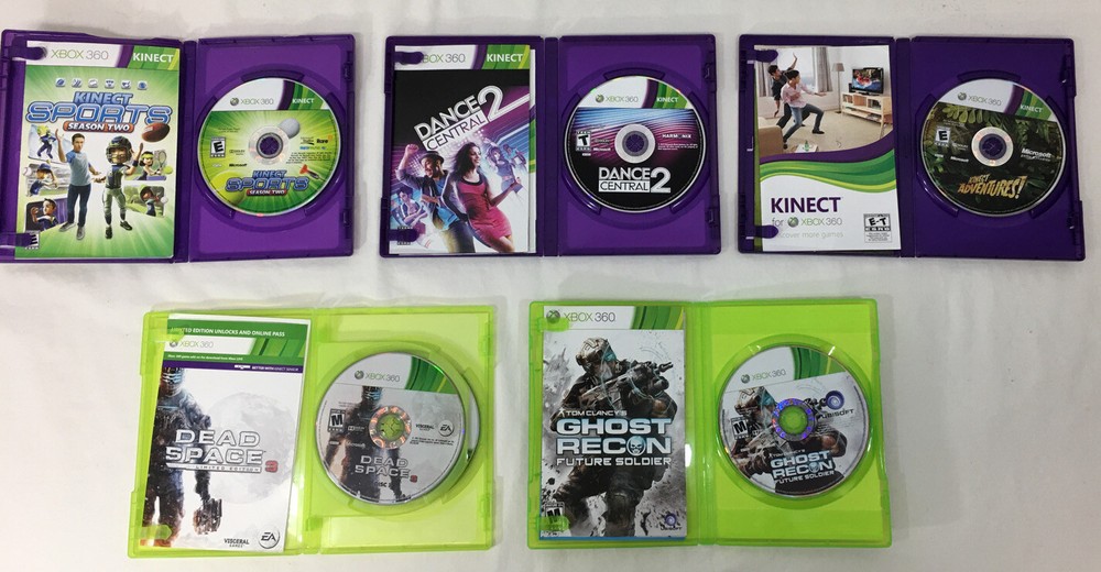 Microsoft Xbox 360 Kinect Motion Sensor Bar Model 1414 Wireless Controller&Games