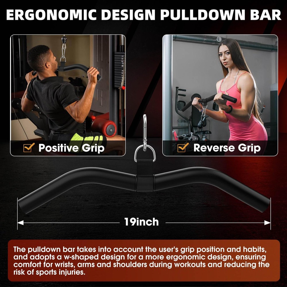 LAT Pull Down Attachment, Gym Tricep Rope Machine LAT Pulldown Bar, Strength ...