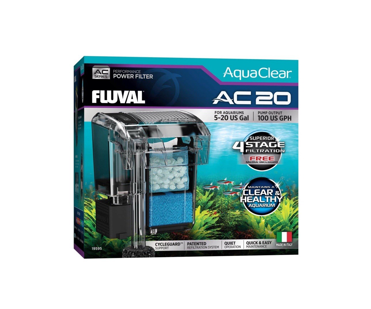 Fluval AquaClear AC20 Power Filter 5-20 US Gal #19595
