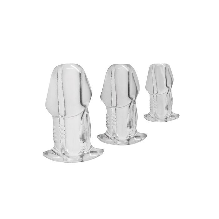 Master Series-Dicked Clear Hollow Anal Plug 3 pc Set