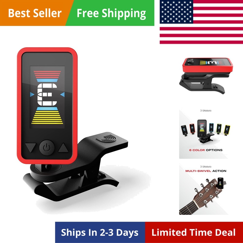 Eclipse Headstock Clip On Guitar Tuner, , Red