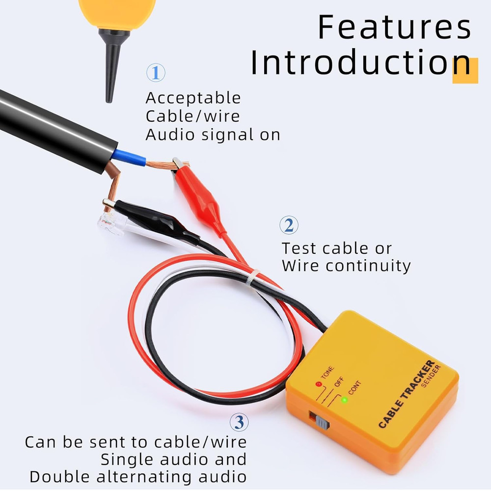 Yellow Cable Finder Tone Generator Probe Tracer Wire Tracker Cable Circuit Teste