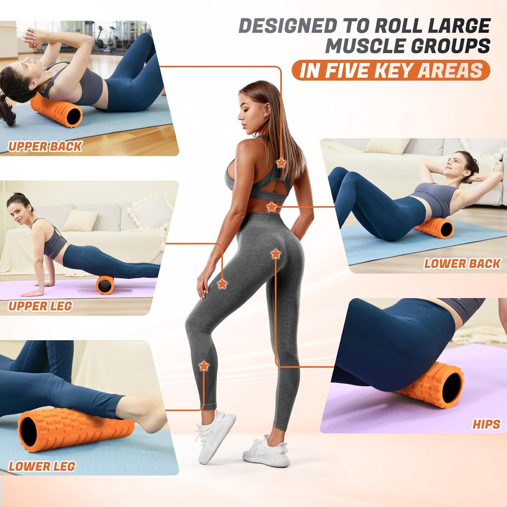 Foam Roller for Deep Tissue Massager, 18" Trigger Point Foam Roller, Patented Ex
