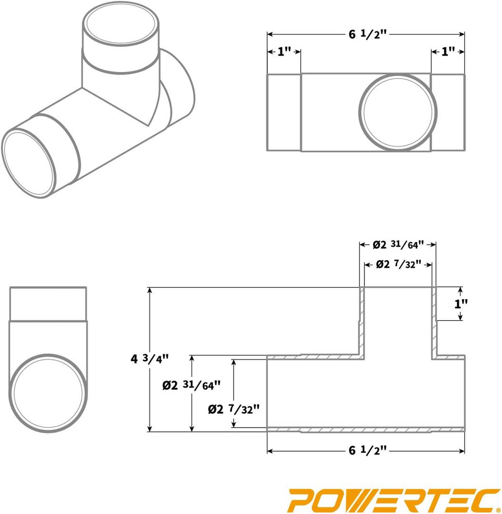 70180 2-1/2-Inch T-Fitting