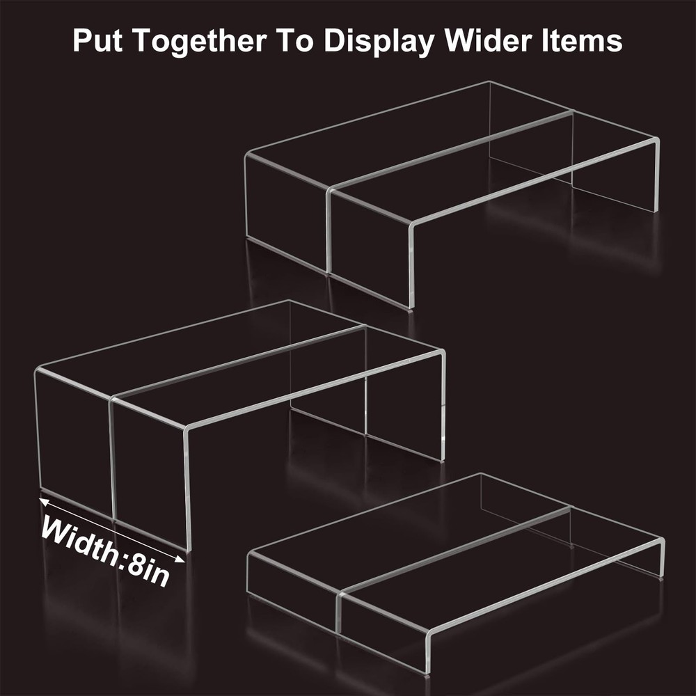 Acrylic Display Risers 6pcs 12'' Large Stands Thickened to 0.2''(5mm) Stackable