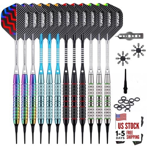 Darts Plastic Tip - Professional Soft Tip Darts Set for Electronic Blue