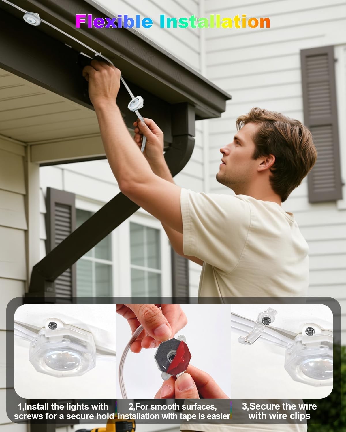 Permanent Outdoor Lights RGB+IC LED Smart Light App/Remote Control Holiday DIY