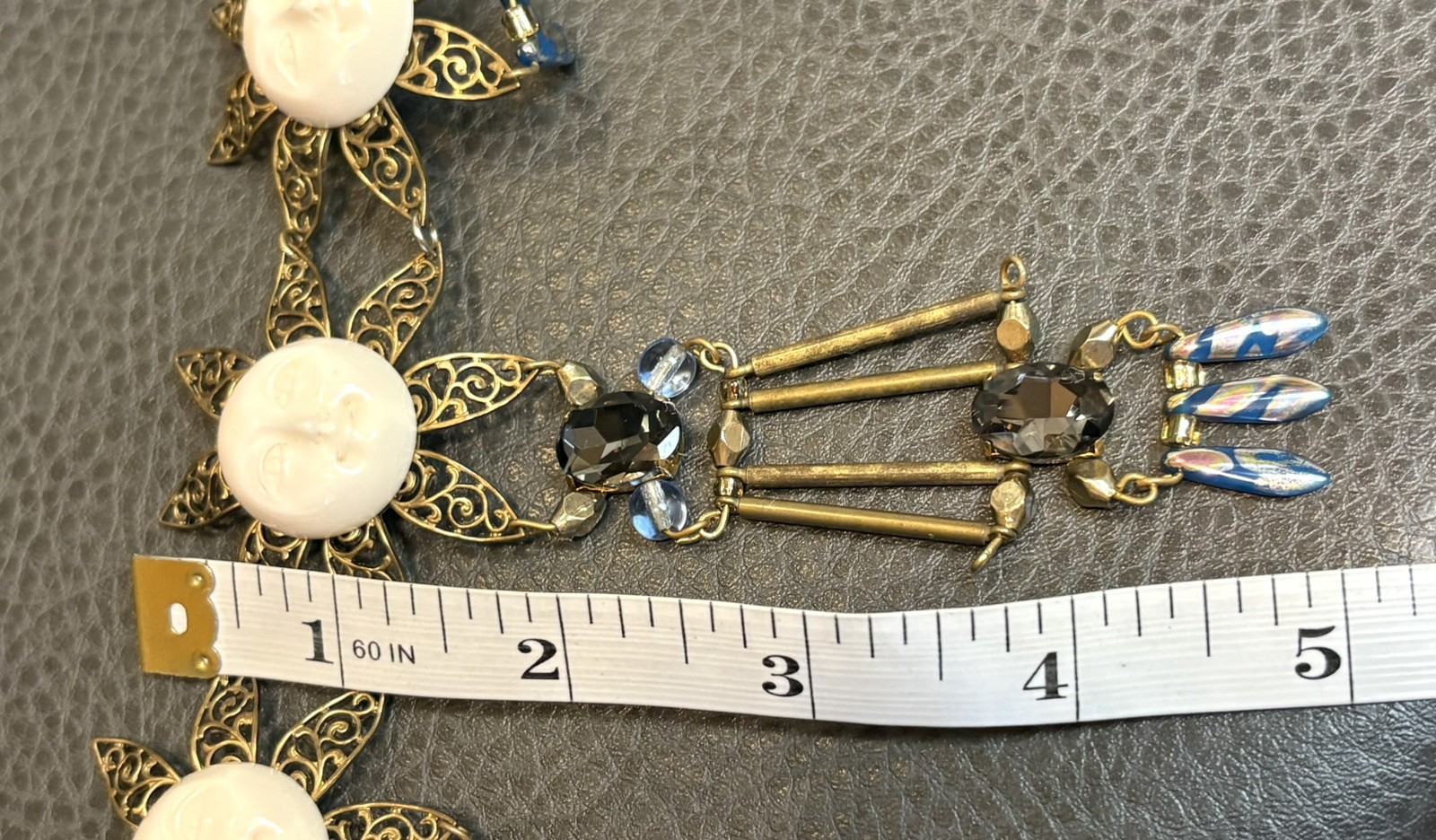 Holst + Lee Designer Celestial Sun Face Flower Chunky Necklace Gold Silver Tone