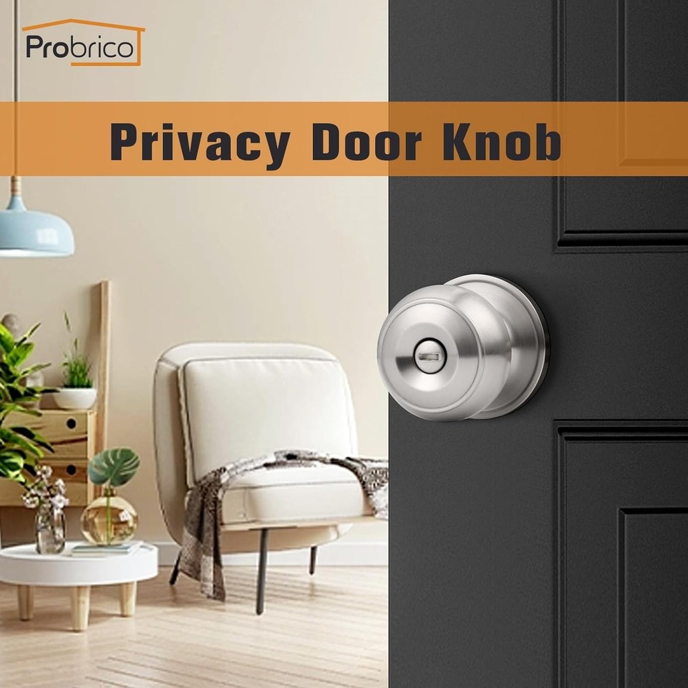 Durable Stainless Steel Privacy Knob Set - 5 Pack with Keyless Function