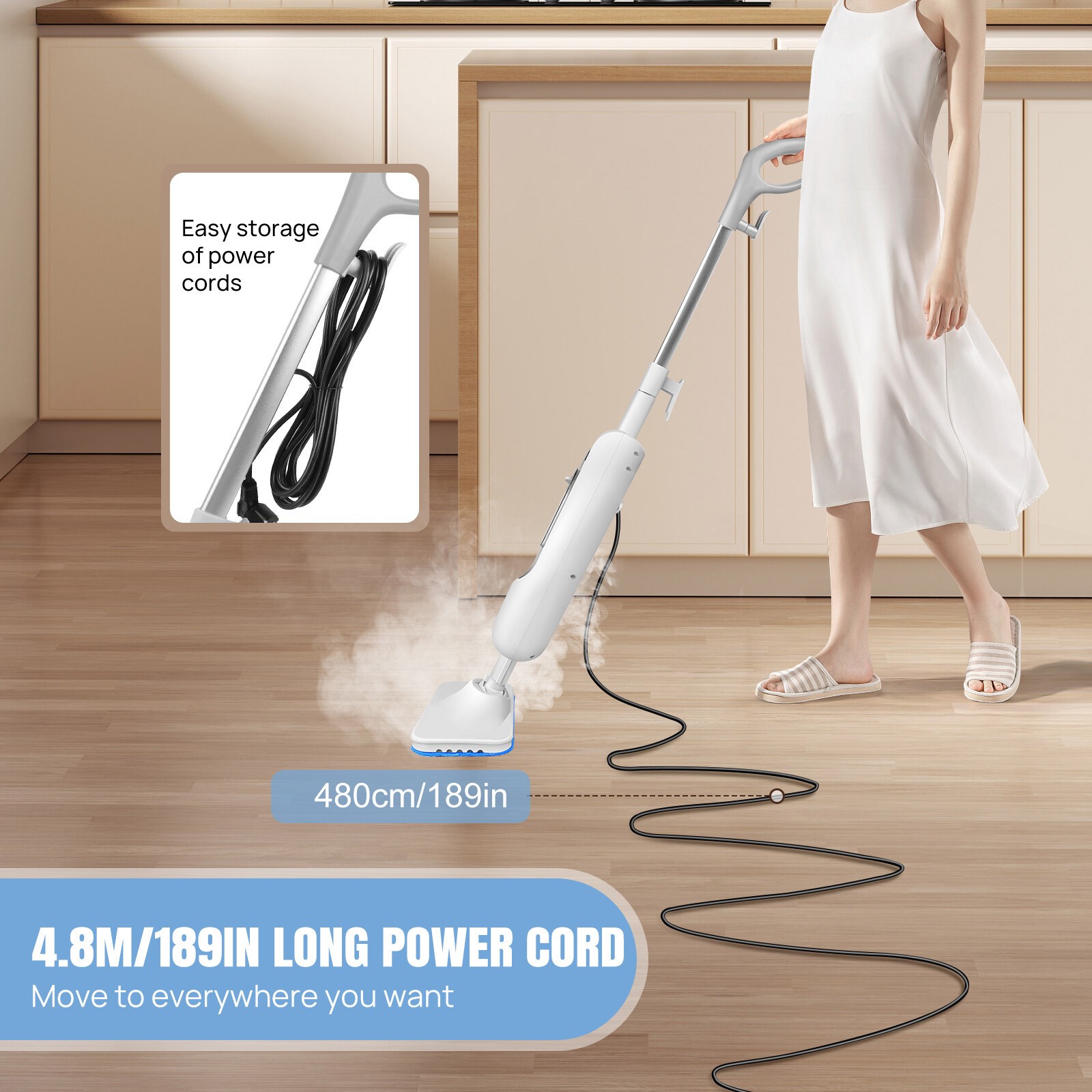 Hot Steam Mop Upright &Handheld Hard Floor&Carpet Steam Cleaner 20s Fast Heating