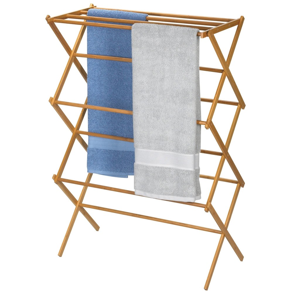 Household Essentials Bamboo Folding Clothes Drying Rack, Upscale Laundry Rack...