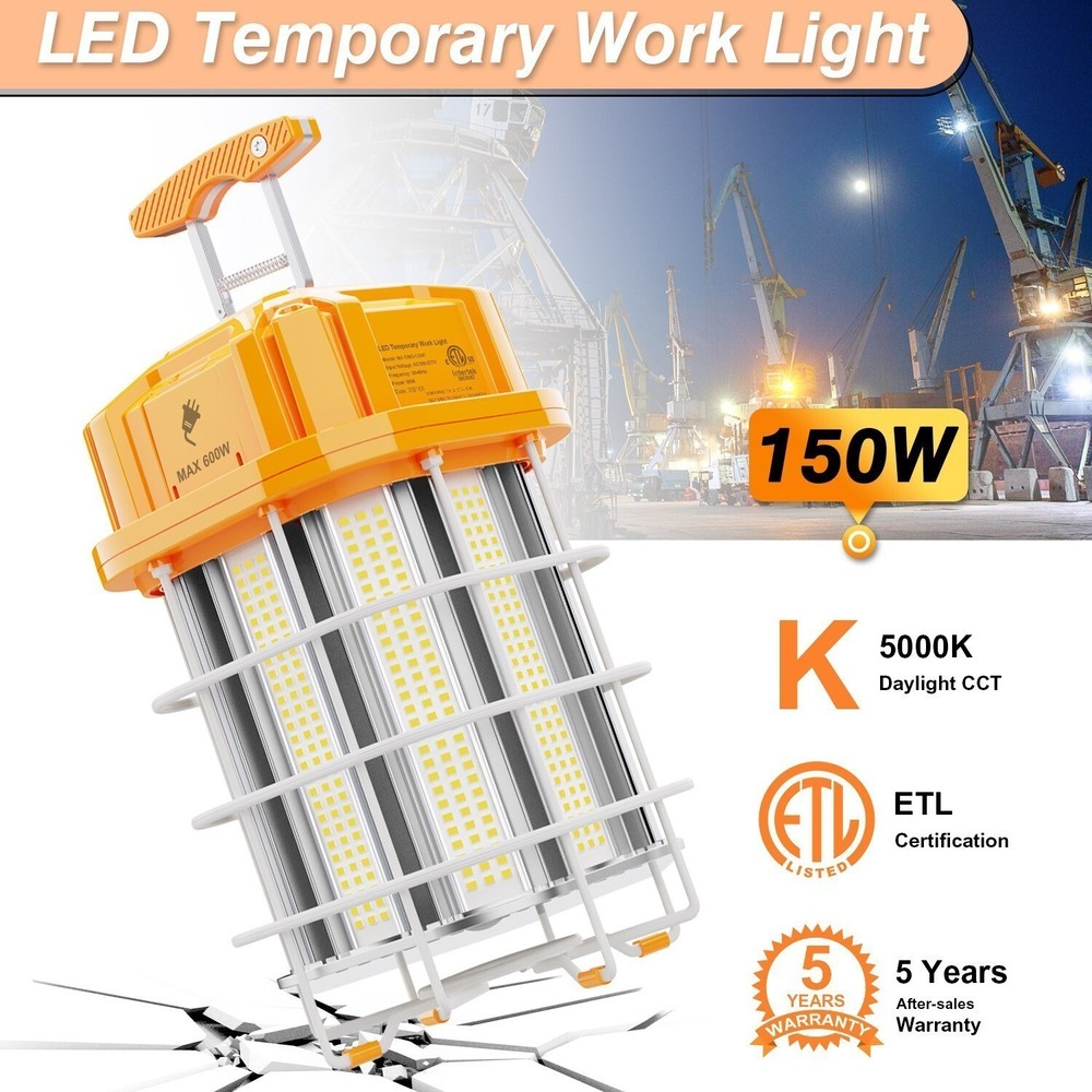 Linkable 150W LED Temporary Work Light Construction Jobsite Light 5000K Daylight