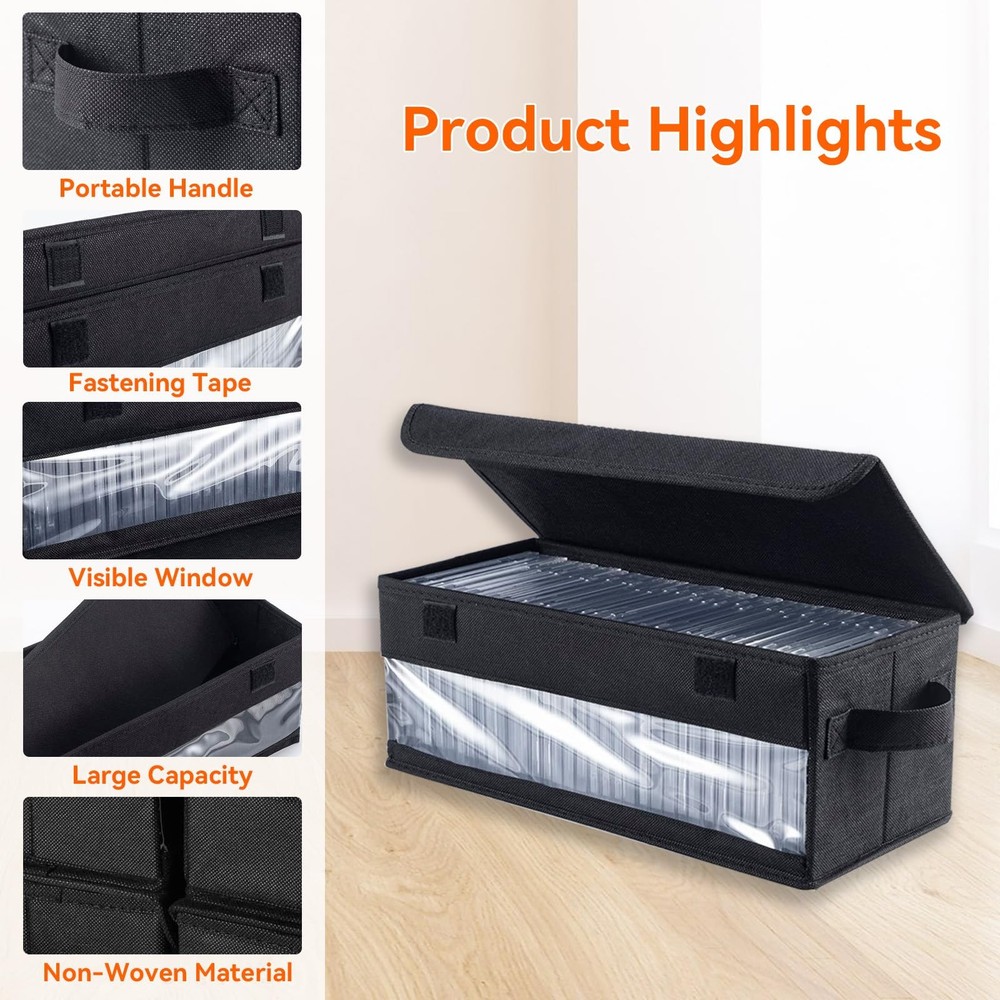 CD Storage Boxes - Pack of 3 CD Case Storage with Visible Window, Foldable 3 ...