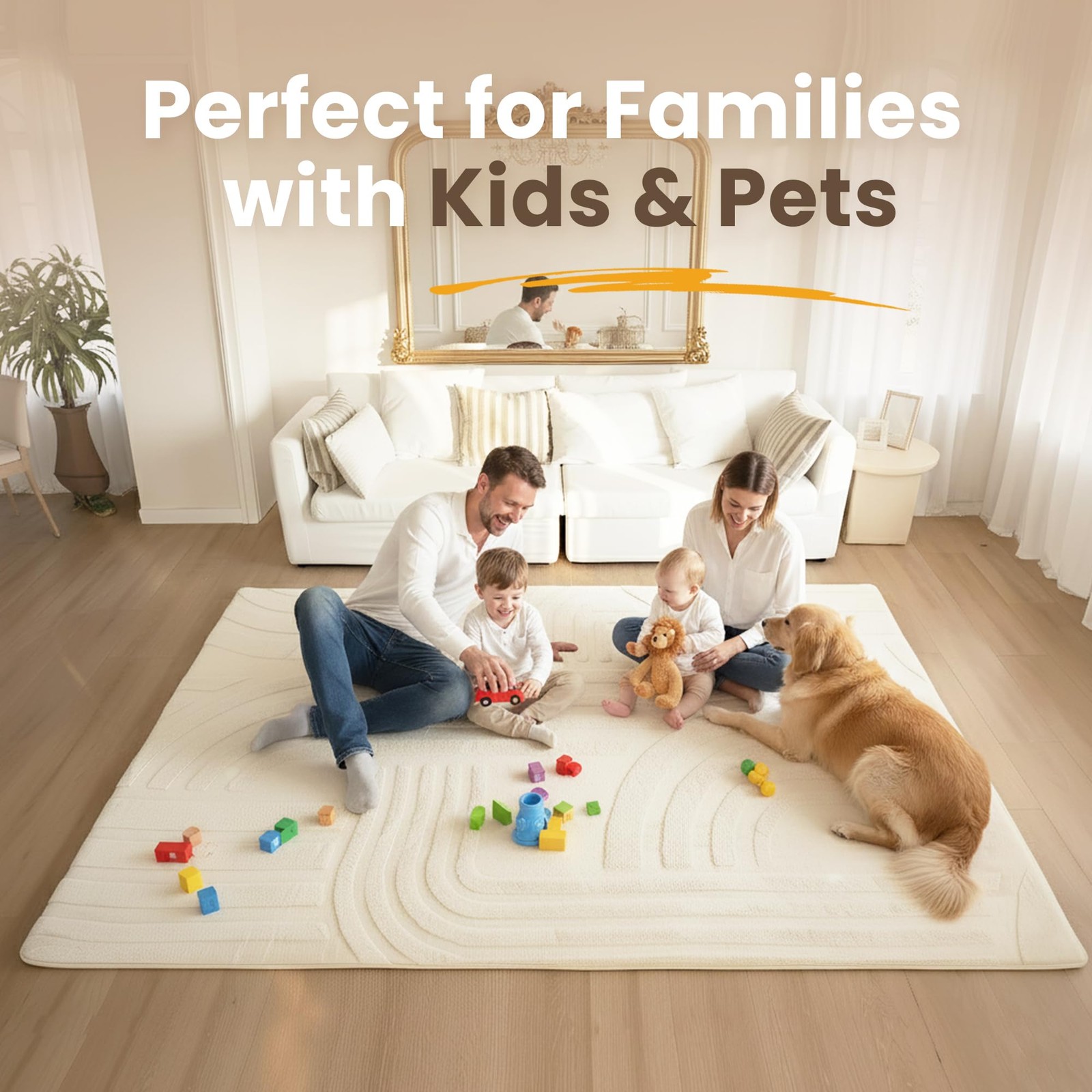 1.3" Thick Fluffy Baby Play Mat for Floor,Elasti Foam Padded Area Rug for Liv...