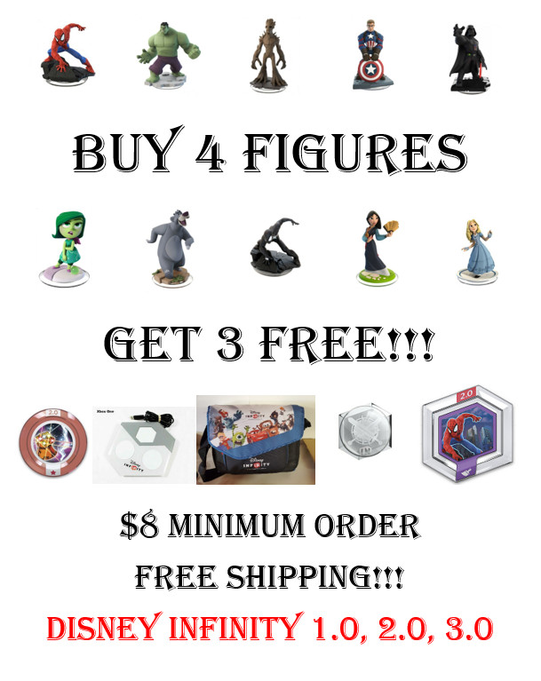 Disney Infinity 1.0 2.0 3.0 - Pick Your Figures Buy 4 Get 3 Free - $8 Min. Order