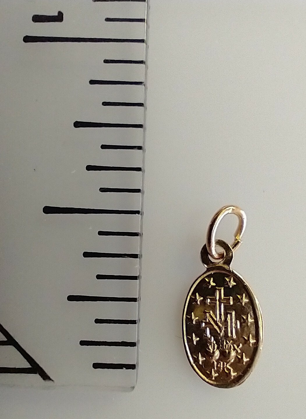 Catholic Vintage 14k Gold Tiny Miraculous Medal Mary Religious Medal