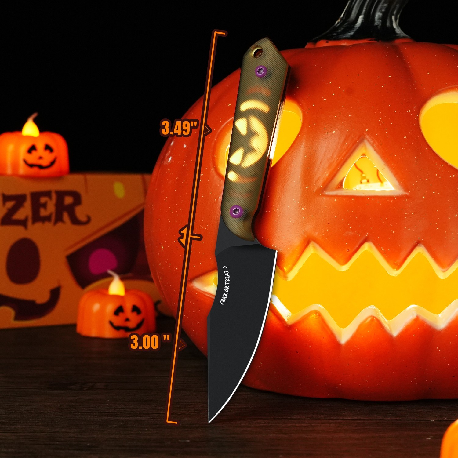 Kizer Mini Harpoon Fixed Knife 3V Blade PEI Handle With Sheath Halloween Gift
