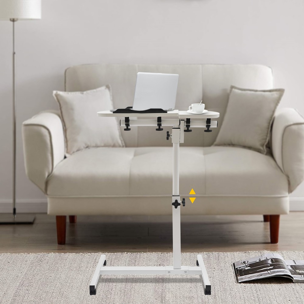 Office Laptop Desk Rolling Table Computer Mobile Stand Adjustable Portable NEW