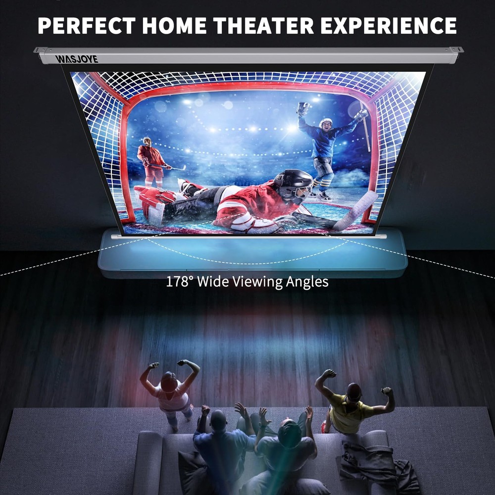 100 Inch Motorized Projector Screen with Remote Control - 4:3 Electric Drop D...