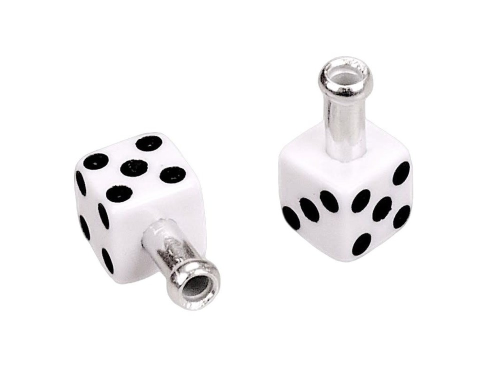 Porkchop Dice Bicycle Brake Cable End Tips (pair) WHITE