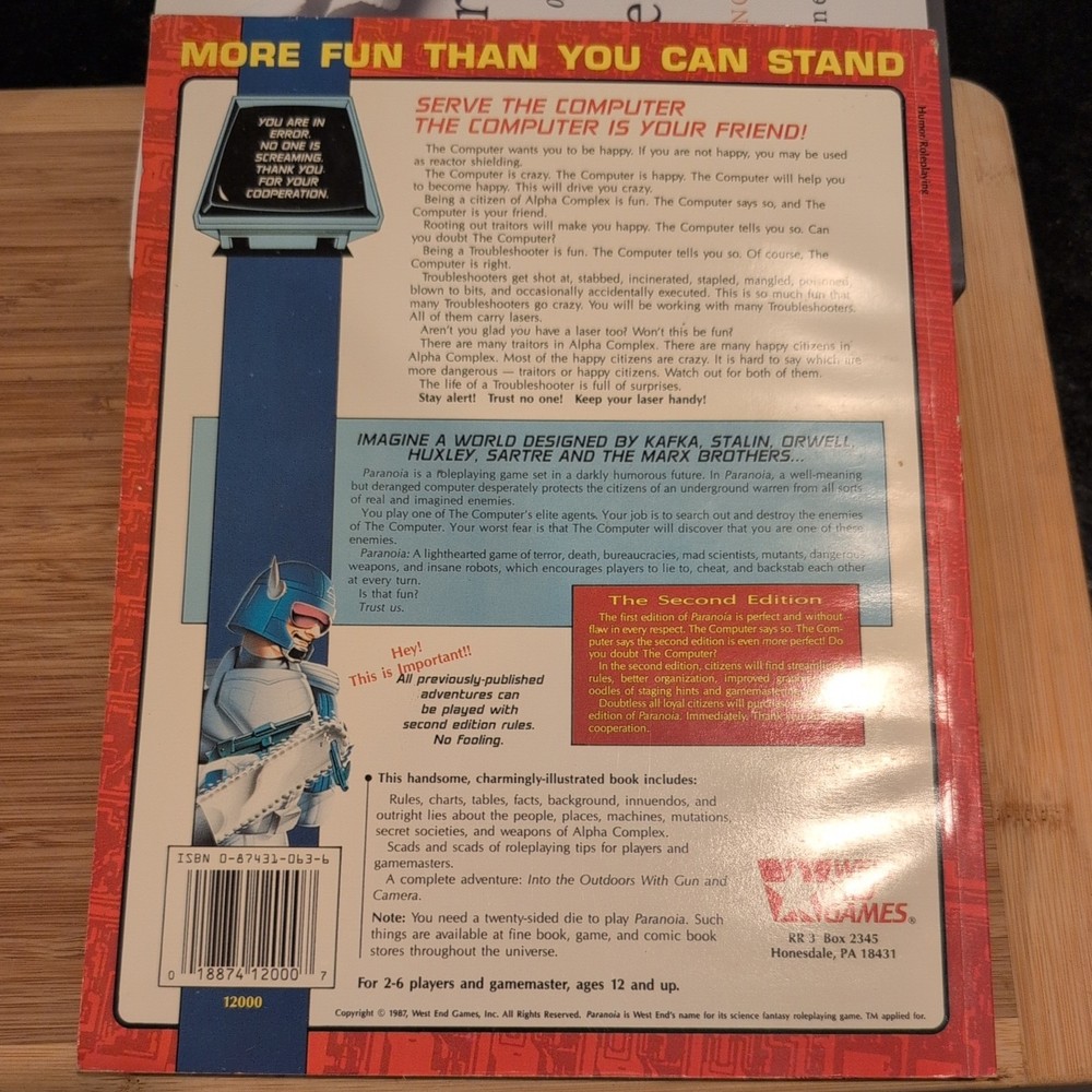 West End Games - Paranoia Second Edition RPG