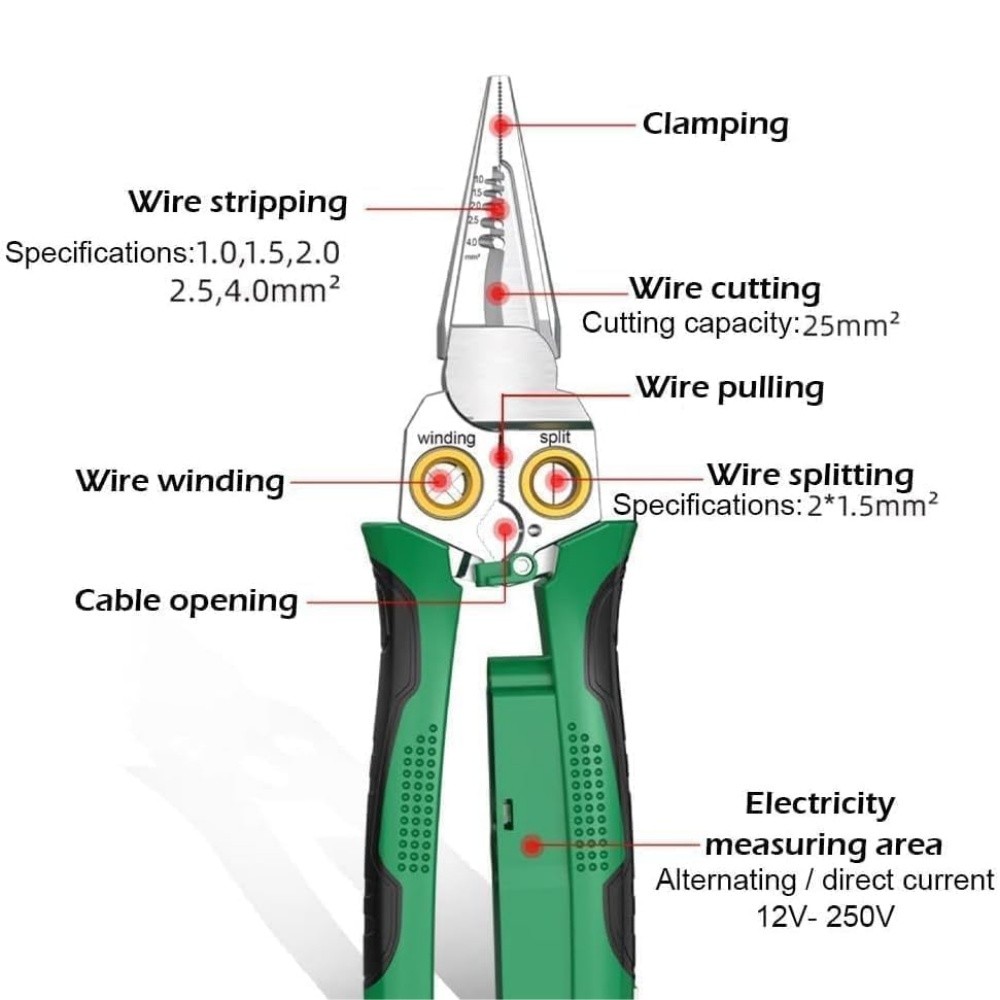 8 In 1 Wire Stripper Wire Stripping Tool with Voltage Tester Cable Cutters New