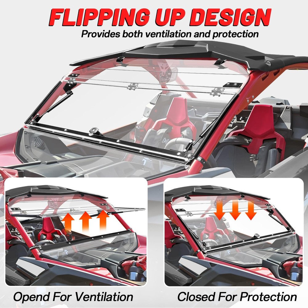 Front X3 Flip Windshield Scratch Proof Full Windshield Clear one size