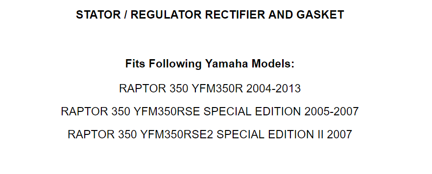 Stator And Regulator Rectifier W/Gasket for Yamaha Raptor 350 YFM350R 2004-2013