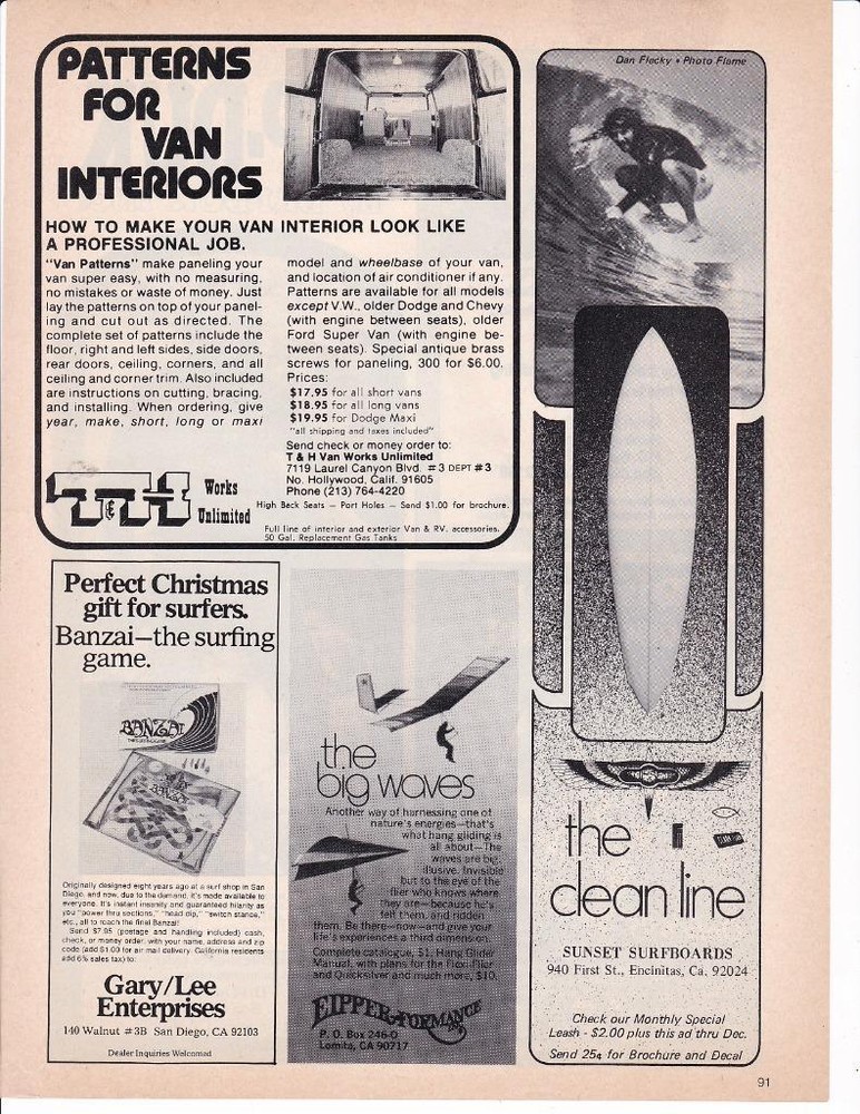 1974 Sunset Surfboards Print-Ad/ Encinitas CA