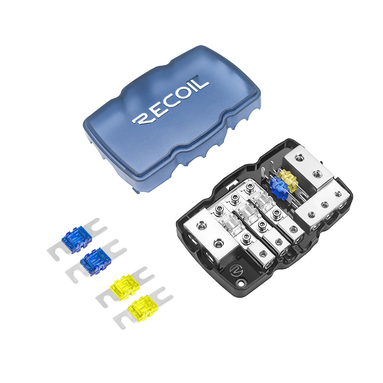 Recoil MPG3 3-Way Mini-ANL Fused Distribution Block with Ground Block
