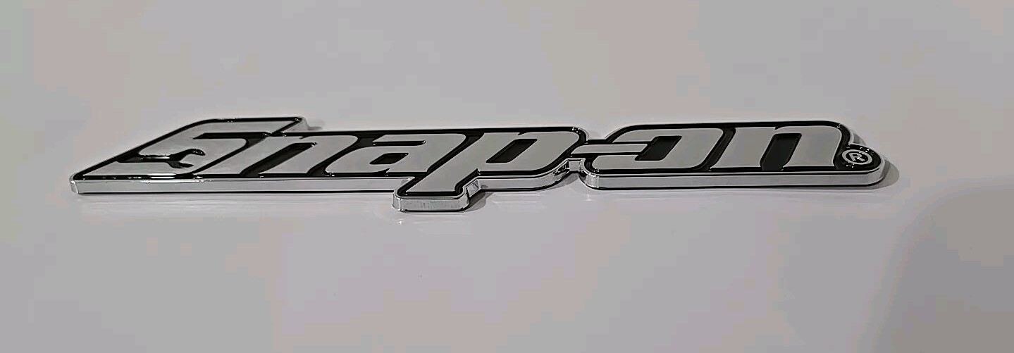 2PK SNAP ON TOOL BOX LOGO EMBLEM Chrome Plastic Badge Decal 8"+2 RED Pry bar !!!