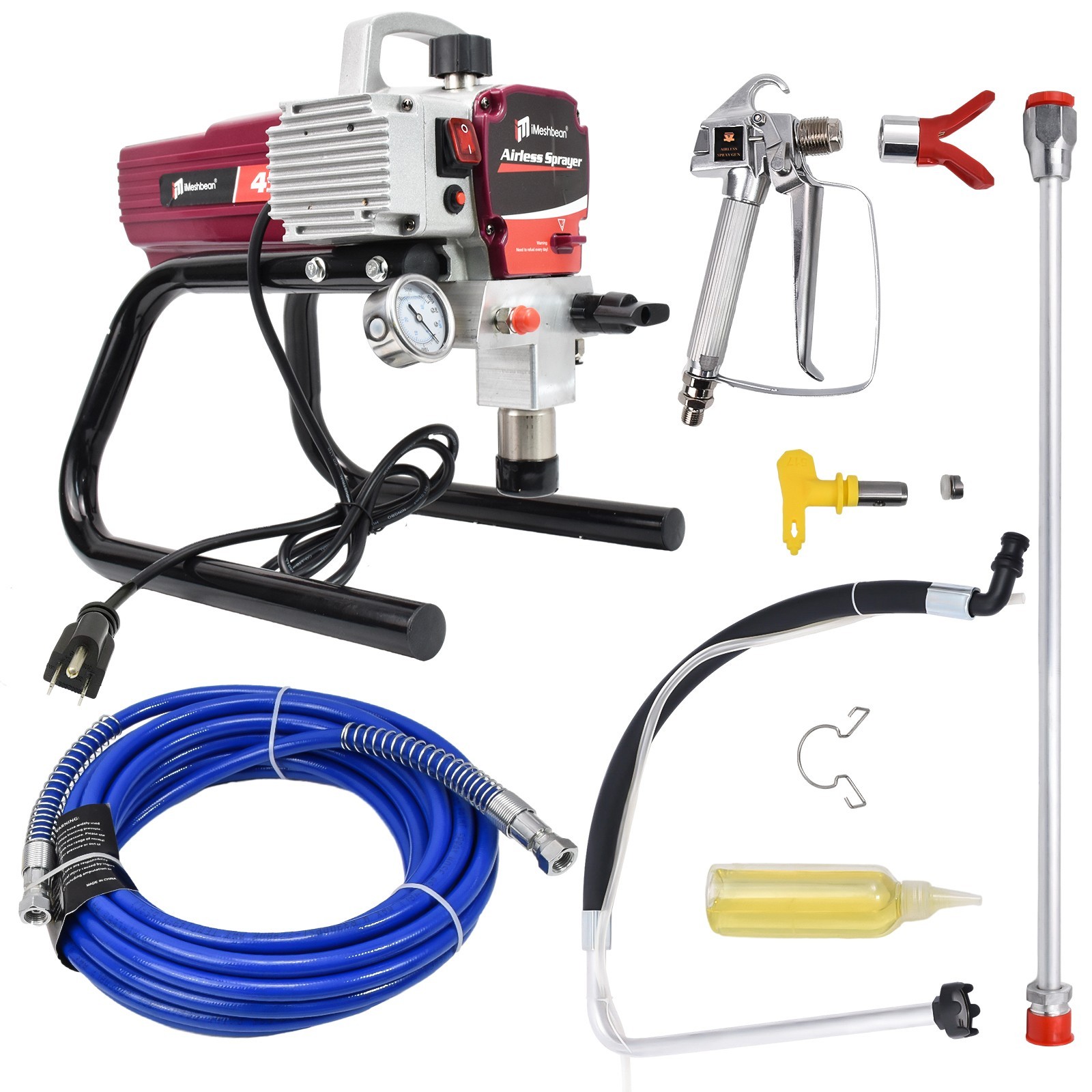 2.5HP Electric Airless Paint Sprayer High Efficient 3300PSI W/Extension Rod 110V