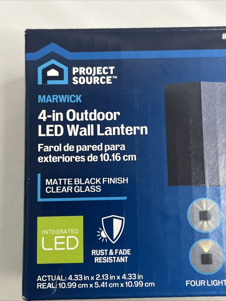 Project Source Marwick 4.33" Matte Black Hardwired LED Outdoor Wall Light