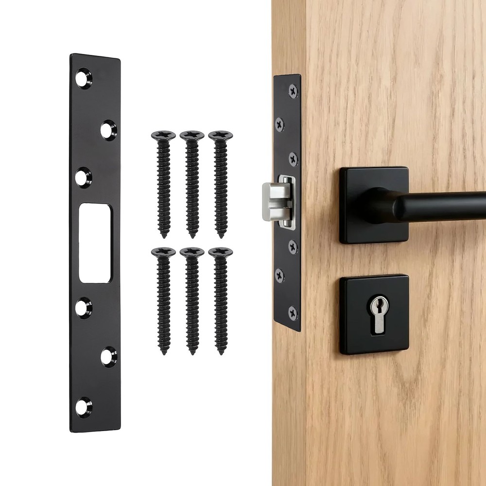 Door Lock Plate, 6 Inch Security Lock (Black)