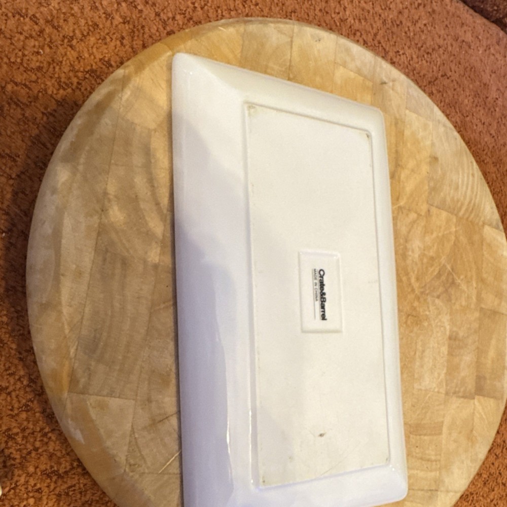 Crate & Barrel Ceramic Vegetable Print Rectangular Platte