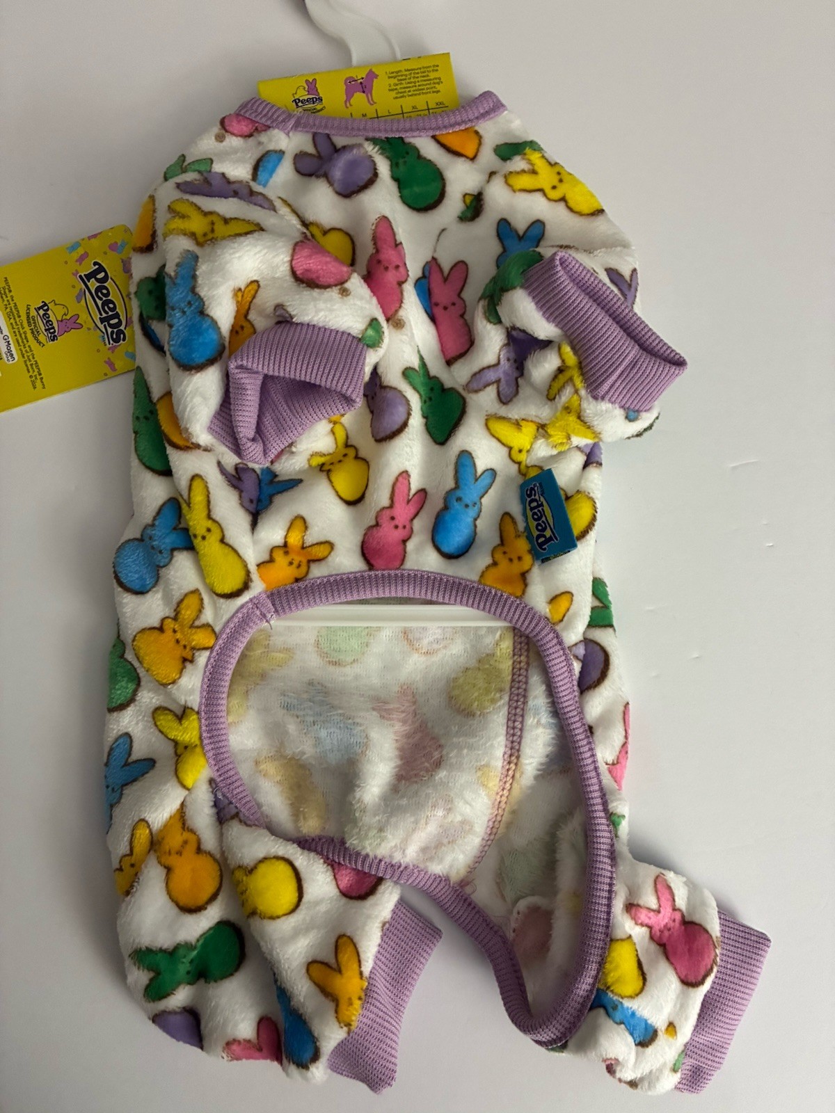 Purple Yellow Velour “PEEPS" All Over! Pet Pajamas Puppy/Dog X-Small - NWT