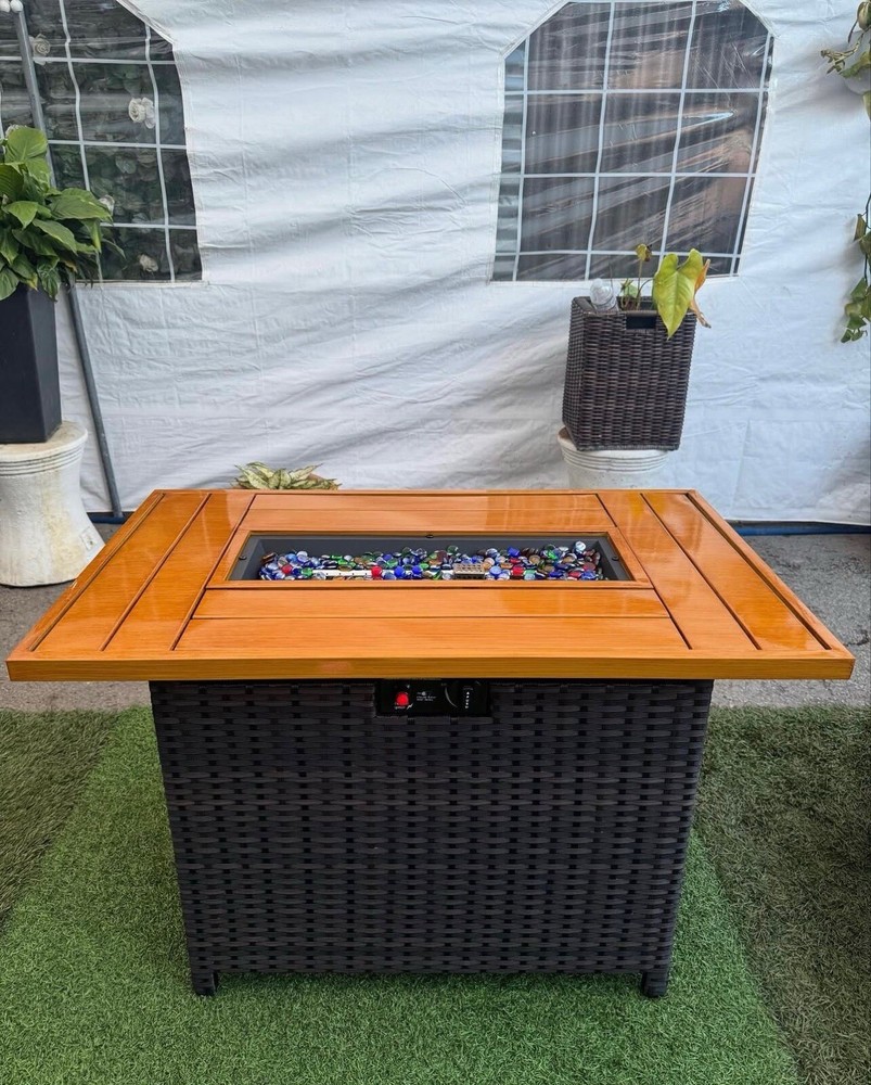 40x 24” Rectangular Outdoor Patio Gas Fire Pit Table, 50000BTU Fire Pit Table