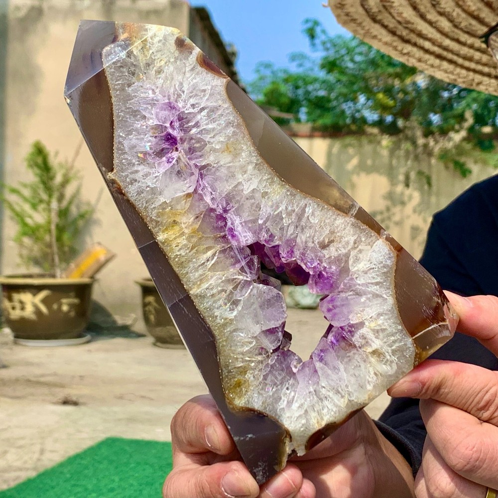 1.93LB Natural agate Amethyst QuartzAmethyst column mineral sample