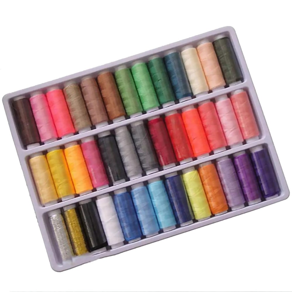 39Pcs Colored Sewing Thread Set Mixed Colors Polyester Spool 250 Yards/Axis