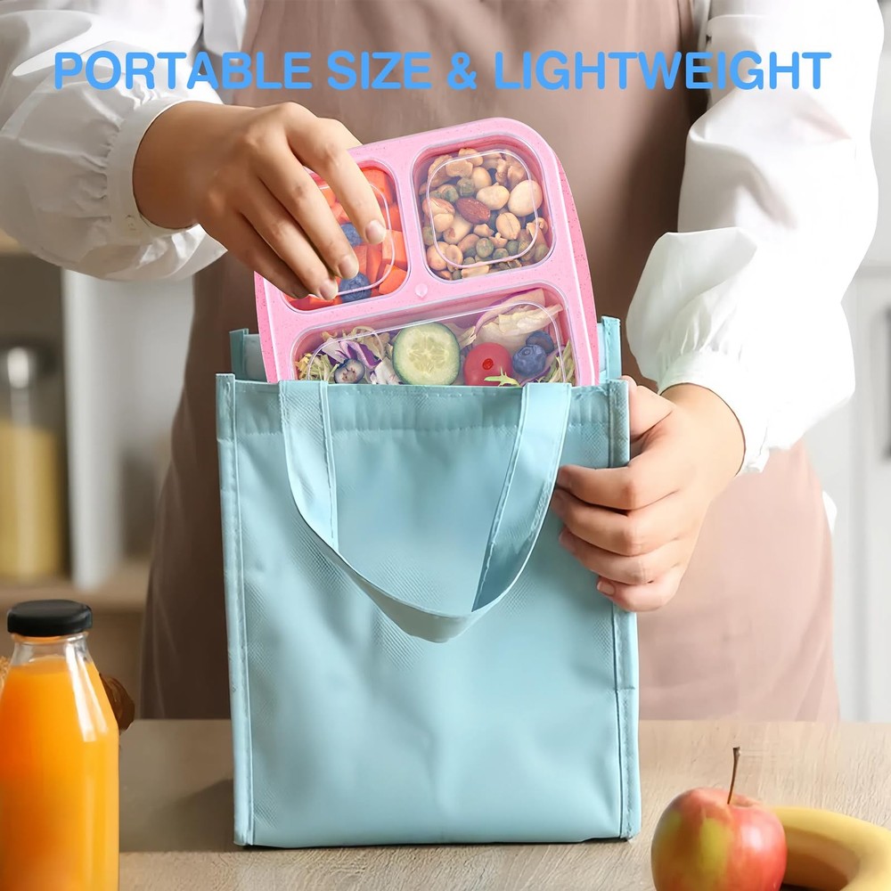 Bento Box [Portion Size], 3 Pack Snack Containers with 3 Compartments for Mea...