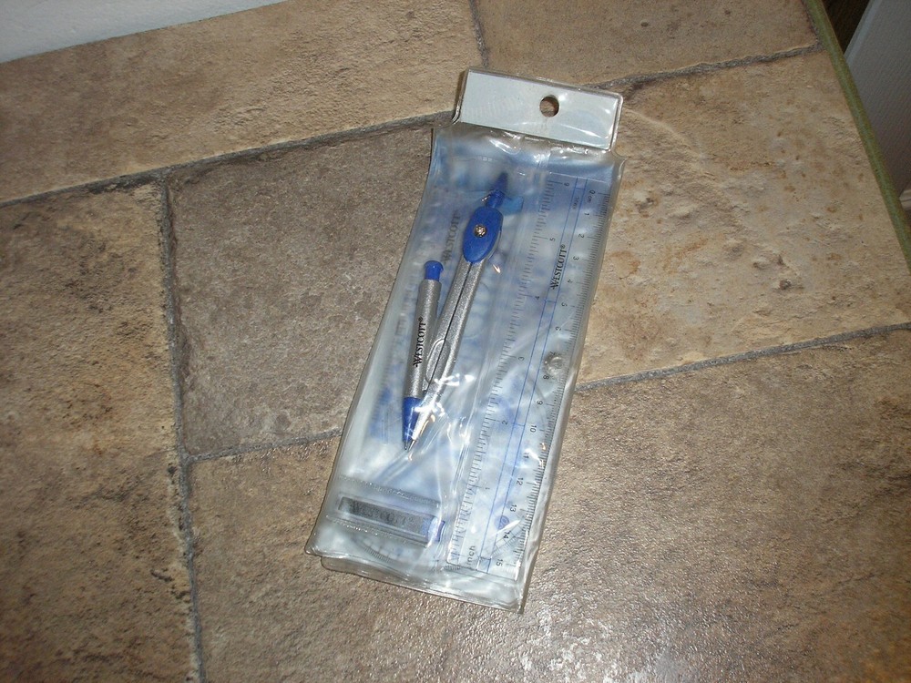 NEW Geometry Math Kit Compass w/ refills 6" Ruler Protractor Triangles Free SHIP