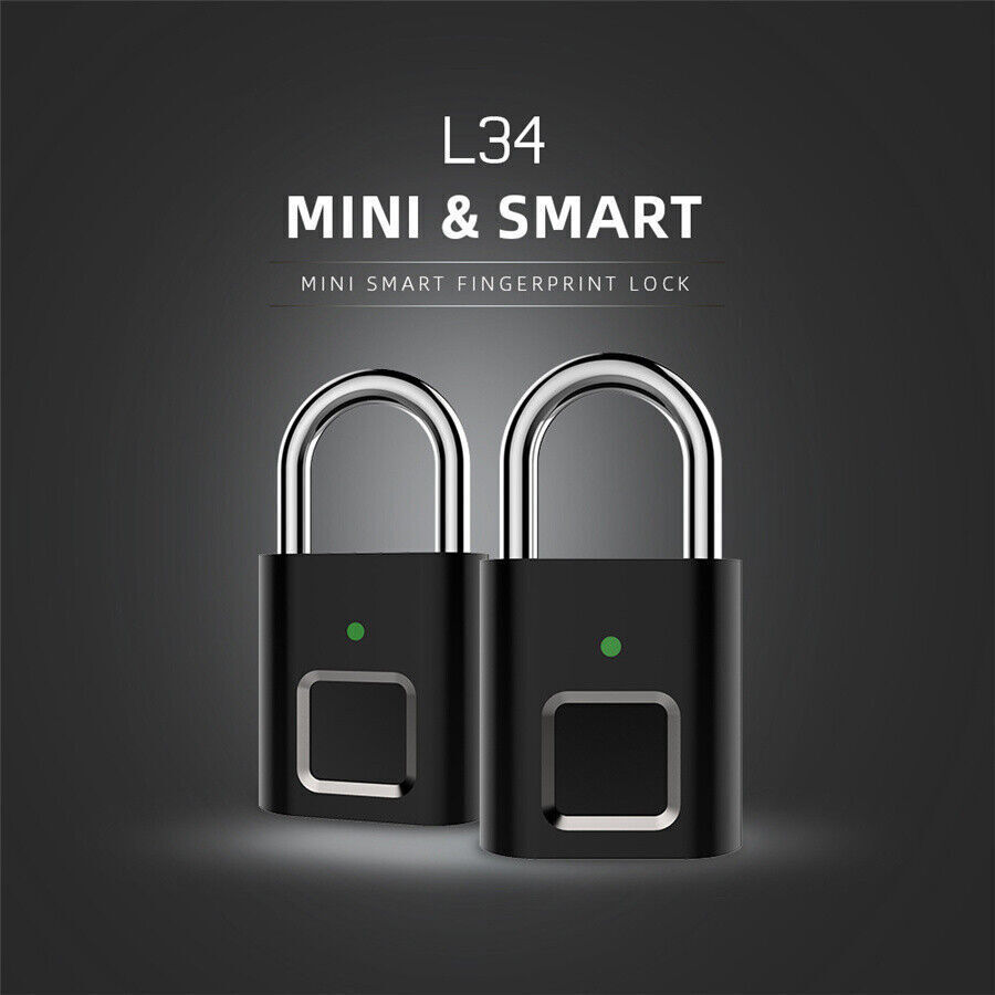 Smart Fingerprint Padlock Mini Security USB Rechargeable Keyless Lock Universal