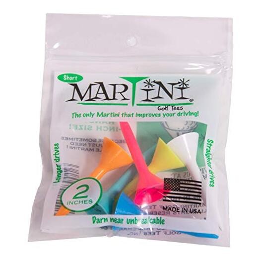 Martini Golf Tees 2" Durable Plastic Tees, Assorted Colors