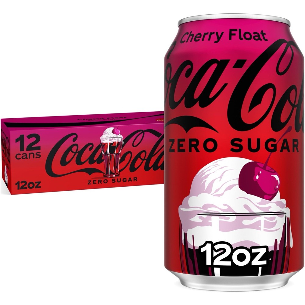Coca-Cola Zero Sugar Cherry 🍒🍦Float Soda Soft Drink Cans, 12 fl oz, 12 Pack