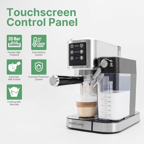 Espresso Machine 20 Bar, Touchscreen Espresso Maker with Automatic Milk Silver