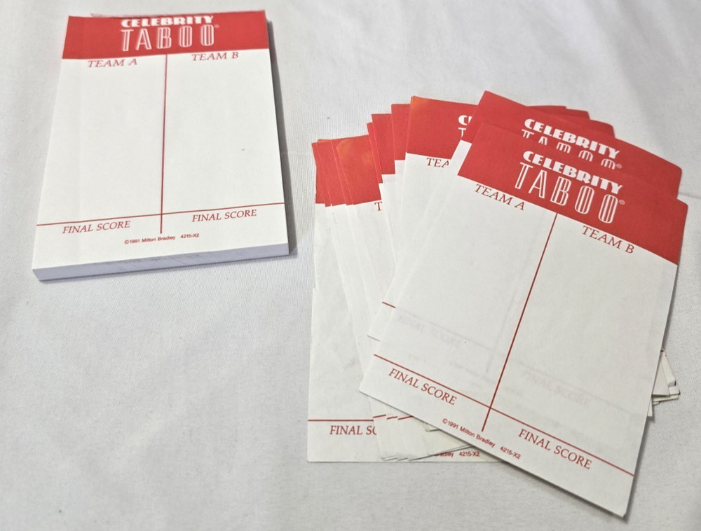 CELEBTRITY TABOO 1991 REPLACEMENT -Cards + Holder + Score Sheets + Instructions