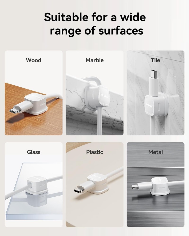 6-Pack Cable Clips Cord Organizer-Cable Smooth Adjustable Rocoren Desk Cable Ma