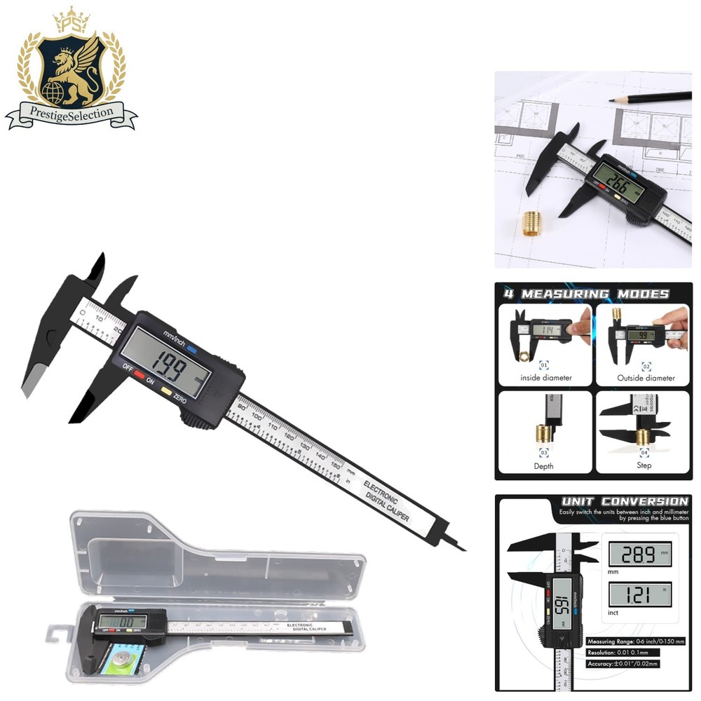 Digital Calipers 0-6" with LCD Display & Inch/MM Conversion - DIY Measuring Tool