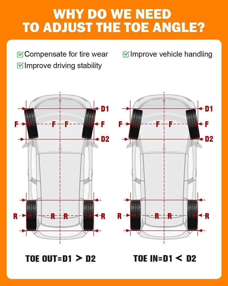 Upgraded Wheel Alignment Tool with Connection Sheet with 2PC Measuring Tapes